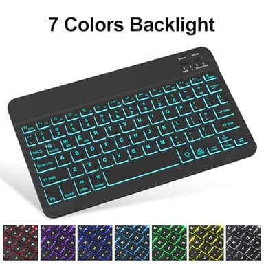 BORIYUAN iPad 10.2 inch Case with Keyboard, Detachable Bluetooth Keyboard with 7 Color Backlit, Slim Folio Smart Cover with Pencil Holder for iPad 9th/8th/7th Gen/iPad Pro 10.5"/iPad Air 3rd Gen Black - Image 3