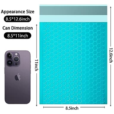 packbabol Bubble Mailers, 8.5x11 Inch Poly Padded Bubble Mailers Pack of 50 Bubble Envelopes Opaque Self Seal Adhesive Waterproof Bags for Shipping and Packaging (Teal) - Image 3