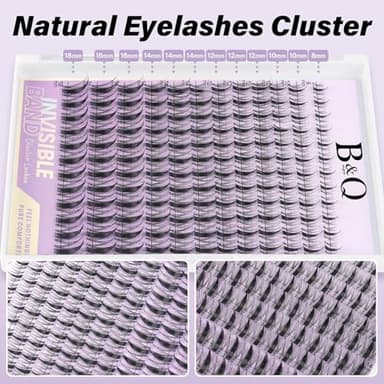 B&Q Fairy Lash Clusters Kit Natural Lashes Clusters Wispy Invisible Band Manga Lashes Individual Lashes Bond and Seal Eyelash Extension Kit Easy Removal (Fairy Kit-8-18MIX) - Image 4
