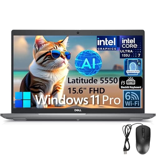Dell Latitude 5550 15 Business AI Laptop, 15.6" FHD Computer, Intel Ultra 7 155U (Beat i7-1355U), 32GB DDR5 RAM, 1TB SSD, WiFi 6, Backlit Keyboard, Fingerprint Reader, Windows 11 Pro