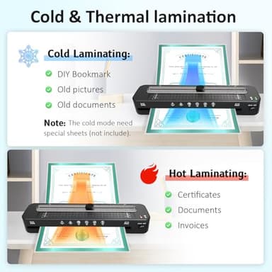 13 Inch Laminator Machine - 11x17 Laminator with 50 Sheets, Cold & Thermal, Built-in Paper Cutter & Corner Rounder, A3 Laminating Machine for Classroom Home School - Image 3