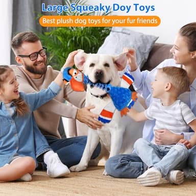 Homounter Squeaky Dog Toys for Large Dogs, Tough Tug of War Puppy Toy, Cute Animal Design Plush Dog Toys with Crinkle Paper, Dog Chew Toys for Small, Medium and Large Dogs - Image 7