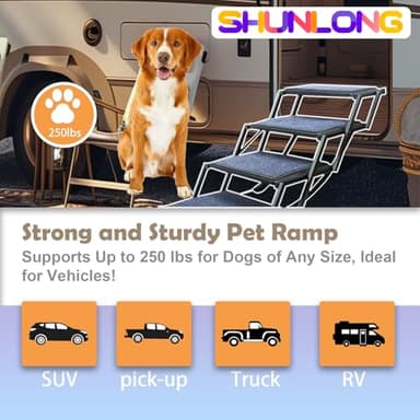 Dog Ramp for Car Truck and SUV Dog Stairs for Large Dogs Folding Pet Stairs with Non-Slip Rug Surface Supports Up to 250 lbs (5 Steps) - Image 7