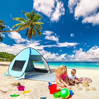 TOBTOS UPF 50+ Pop Up Beach Tent, Beach Umbrella, Automatic Sun Shelter 2-3 People UV Protection Portable Sunshade, Easy Set Up Baby Canopy Cabana, Lightweight with Carry Bag - Image 6