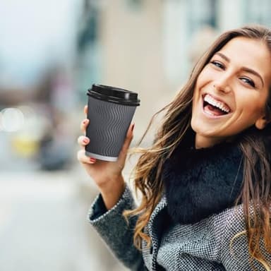 Clawsoff 100 Pack 12 oz Disposable Coffee Cups with Lids, Insulated Ripple Wall To-Go Paper Coffee Cups Suitable for Chocolate Cocoa and Hot/Cold Drinks (Grey) - Image 9