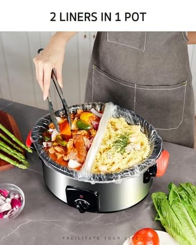 Syntus Slow Cooker Liners, 30 Count Cooking Bags Large Size Disposable Pot Liners Plastic Bags, Fit 3QT to 8QT for Slow Cooker Cooking Trays, 13"x 21", 30 Liners - Image 2