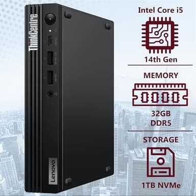 Lenovo ThinkCentre Tiny M70q Gen 5 Intel 10-Core i5-14400T (Beat i7-13700T), 32GB DDR5 RAM, 1TB NVMe, WiFi 6, Bluetooth, RJ-45, DP Port, HDMI, W11P, Business Desktop, 3 Yr Wty - Image 2