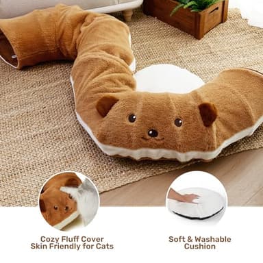 FUKUMARU Cat Tunnel Beds, Donuts Cats Tunnel Toys with Crinkle Paper Ears, Round Pet Playground Tunnel Toy for Kittens and Small Pets, Cat Hideway Interactive Toys, Collapsible and Washable - Image 4