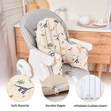 HALAA VAUVA High Chair Cushion with Cover Pad for IKEA Antilop Babies Toddlers Inflatable & Reversible Supporting Built-in Inflatable Cushion Wooden High Chair Accessories Insert Included - Image 2