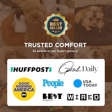 Bedsure Calming Dog Bed Medium Large Size Dogs - Donut Washable Large Pet Bed, 33 inches Anti-Slip Round Fluffy Plush Faux Fur Dog Bed, Camel - Image 2