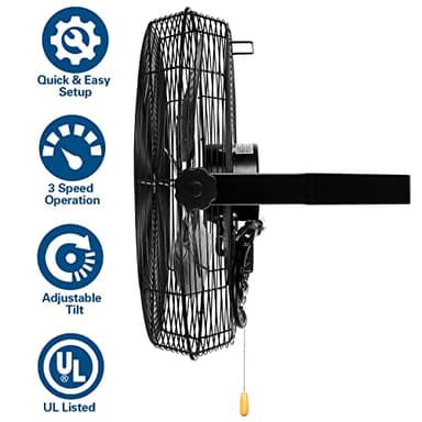 BILT HARD 20 inch Industrial Wall Fan, 4600 CFM, 3-Speeds High Velocity Wall Mount Fan with Sealed Motor, 2 Pack - Image 5