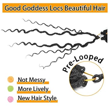 Col Bling 22 Inch 8 Packs Goddess Locs Crochet Hair Ombre Faux Locs Crochet Hair for Women Pre Looped Boho River Locs Hair with Curly Ends Synthetic (#1B) - Image 4