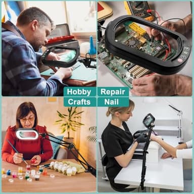 IVMAIE 10X Rectangle Magnifying Glass with Light, 5 Color Modes Stepless Dimmable Magnifier with Stand, LED Lighted Clamp Desk Lamp with Swing Arm, Hands Free for Reading Painting Crafts Close Work - Image 7