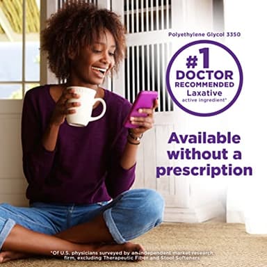 Amazon Basic Care ClearLax Polyethylene Glycol 3350 Powder for Solution, Osmotic Laxative, Relieves Occasional Constipation, Unflavored, 1.68 pound (Pack of 1) - Image 4