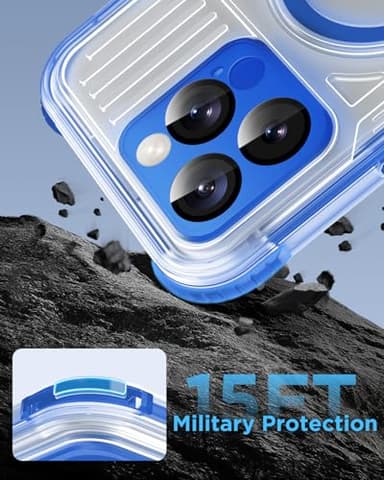 Haireca for iPhone 16 Pro Max Waterproof Case with Magsafe, Built in Camera Control [Screen Protector] [Lanyard], IP68 Military Full Body Shockproof, for Water Sports Outdoor Work, 6.9" Frosted Blue - Image 6