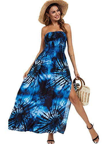 Women's Summer Casual Floral Printed Bohemian Strapless Maxi Boho Beach Dresses (XL, Bandhnu) - Image 5