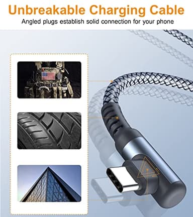 sweguard USB C Cable Right Angle [3Pack, 10FT+6.6FT+3.3FT], 3.1A Fast Charger Cable Nylon Braided Cord for iPhone 17 16 15 Pro Max Plus iPhone Air, Samsung Galaxy S25 S24 S23 S22 S21 Note 20 10,Moto - Image 5