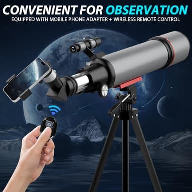 Telescope for Adults High Powered: Astronomy Telescopes for Observing The Moon and Stares - 90mm Aperture 600mm Refractor Telescope for Kids & Beginners - Telescopio with Phone Adapter Tripod - Image 6
