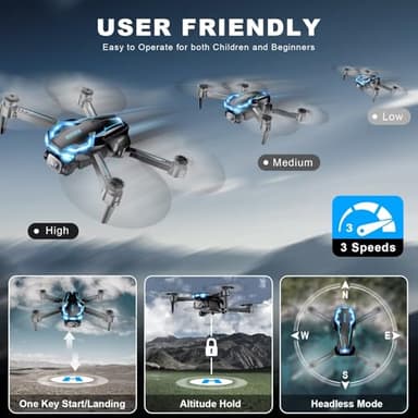 2K HD FPV Drone with Camera for Adults - Altitude Hold, One-Key Takeoff/Landing, 3 Speed Modes, Headless Mode, 2 Batteries, Foldable & Portable, Best Gifts for Beginners, Teen Boys & Girls - Image 6