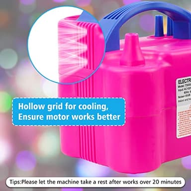Motorenbau Electric Balloon Pump, Portable Electric Balloon Blower Machine Balloon Air Pump, Dual Nozzle 110V 600W Balloon Inflator for Party Decoration Christmas Birthday - Image 7