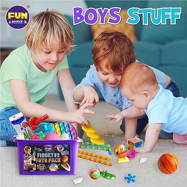 Fidget Pack Box for Boys Girls 4-12, FunKidz Fidget Toys for Kids 5-7 Autistic Sensory Mystery Birthday Gifts in Reusable Portable Treasure Box Nice Party Favors - Image 3