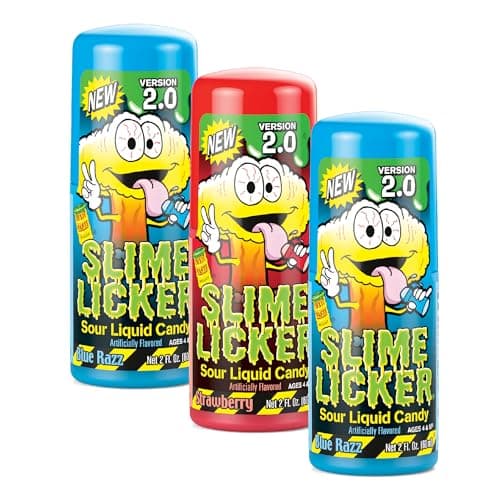 TOXIC WASTE - Slime Licker 2.0 - Sour Liquid Candy - Flavors: 1 Strawberry & 2 Blue Razz - 2 oz. Bottles - 3 Pack - Image 1