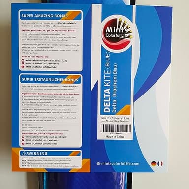 Mint's Colorful Life Delta Kite for Kids & Adults, Easy to Fly Kites with 2 Ribbons and 300ft Kite String, Best Kites for Beginner(Blue) - Image 9