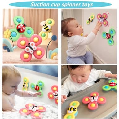 ELLECK Baby Toys 6-12 Months, Montessori Toys for Toddlers 1-3 Year Old, Busy Cube Teether Infants Bath 6 in 1 Stacking Blocks Rings, Suction Cup Spinner, Shape Bin Sensory (0035) - Image 6