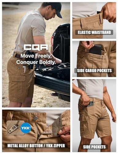 CQR Men's Flex Casual Cargo Shorts, Lightweight Water Resistant Golf Shorts, Stretch Tactical Work Shorts with Multi-Pocket, Tac Cougar, 32W x 10L - Image 6