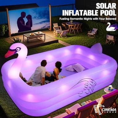 Inflatable Pool with Lights,Solar Swan Inflatable Swimming Pool for Kids,Adults,Large Inflatable Pool for Adults Blow up Pool,Oversized 100"x63"x22"Family Inflatable Kids Pool for Backyard-White - Image 8