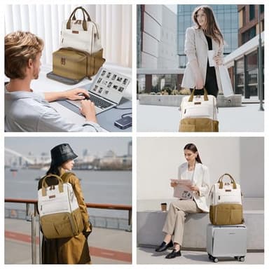 Maelstrom Travel Backpack for Women Men,Laptop Backpack Fits 15.6-17.3 Inch Laptop, Nurse/Teacher/Work Bag with Insulated Lunch Box,Water Resistant Carry On Backpack,Khaki-Beige - Image 9