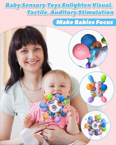 Baby Teething Toys for 0-6 6-12 Months Ages 0-2, Tummy Time Montessori Toys for Babies 0 3 6 9 12 18 Months, Newborn Infant Sensory Toys, Baby Shower Gifts for Boys Girls - Image 3