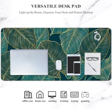 Auhoahsil Desk Mat, Ultra Large Mouse Pad, XXL Gaming Mousepad, Green Tropical Leaves Deskpad, Big Extended Full Size Mouse Pad, Desktop Desk Matt for Keyboard, Laptop & Computer, 35.5 x 15.7 in - Image 7