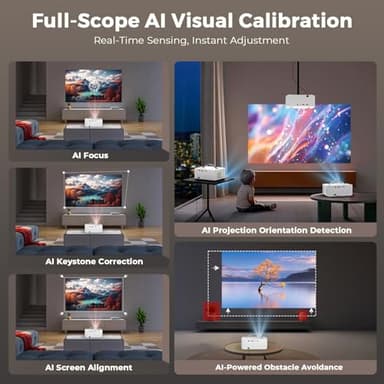 [AI Movin 2.0 System/1200 ANSI/Auto Focus] Projector with WiFi and Bluetooth, Outdoor-Projector 30W DoIby Audio APPS Built-in, Lisowod 1080P Smart Portable 4K Proyector with HDR10+ 2025 Upgraded - Image 4