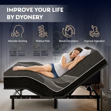 Dyonery Queen Adjustable Bed Base Frame with Wireless Remote + 14 Inch Queen Gel Memory Foam Mattress Bed in a Box, Head and Foot Incline, Zero Gravity, Fiberglass Free, 80" × 60" - Image 3