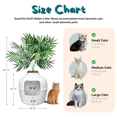Good Pet Stuff Hidden Cat Litter Box Enclosure with Artificial Plant, Decorative Round Planter, Removable Tray, Charcoal Filter Odor Control, Easy-to-Clean, Made in USA, Essentials Kit, White - Image 7
