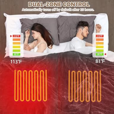 HOW'S MY HOUSE Heated Blanket 84" x 90", Dual Control Electric Blanket Queen Size with 10 Time Settings & 6 Heating Levels, Over-Heat Protection, Flannel Sherpa Super Cozy with ETL Certification, Gray - Image 5