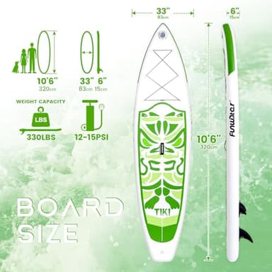 FunWater Inflatable 10'6×33"×6" Ultra-Light (17.6lbs) SUP for All Skill Levels Everything Included with Stand Up Paddle Board, Adj Floating Paddles, Pump, ISUP Travel Backpack, Leash,Waterproof Bag - Image 2