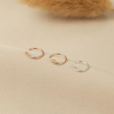 Set of 3 - Fake Clip On Nose Ring Hoop for Women - No Piercing Needed Nose Cuff - 22 Gauge - 7mm - Faux Nose Septum Ring - Gold, Sterling Silver, Rose Gold - 22g - Image 6