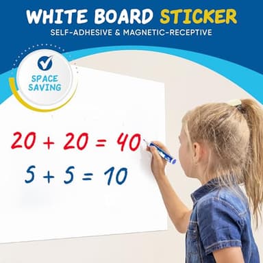 YOUNGJQ Magnetic Whiteboard Contact Paper 20" x 12" Adhesive Dry Erase White Board Sticker for Wall Peel and Stick Wallpaper for Fridge Home Office - Image 2