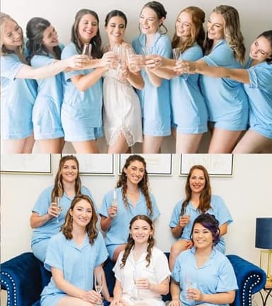 SWOMOG Womens Button Down Pajamas Set Short Sleeve Sleepwear Bride Soft Pj Lounge Sets XS-3XL Peacock Blue Small - Image 4