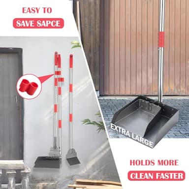 FUSBUNTY Dog Pooper Scooper Set, Pooper Scooper for Dog, Heavy Duty Stainless Steel Rake with Extra Large Tray & Spade No Bending Clean Up for Pet Waste Removal, for Grass, Dirt Or Gravel. - Image 3