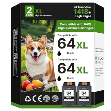 64XL Black Ink Cartridge Replacement for HP Ink 64 for HP 64XL Black Ink Cartridge Printer Ink 64 Work for Envy Photo 7855 7858 7155 7158 6255 6258 Inspire 7200e 7900e 7955e Tango X Terra (2 Pack) - Image 1