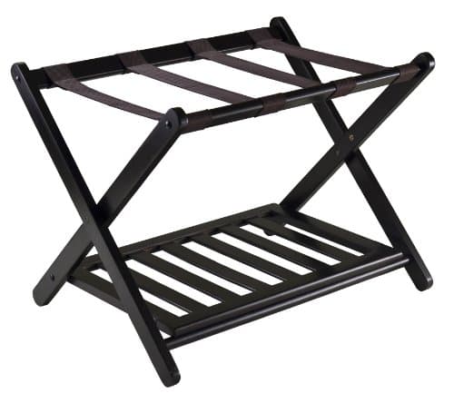 Winsome Reese Luggage Rack with Storage Shelf, for Guest Room, Bedroom, Foldable, No Assembly, Espresso - Image 1