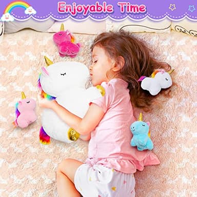 KMUYSL Toys for Girls Ages 3 4 5 6 7 8+ Years - Unicorn Mommy Stuffed Animal with 4 Baby Unicorns in Her Tummy, Soft Unicorn Plush Toys Set, Christmas Birthday Gifts for Baby, Toddler, Kids - Image 6