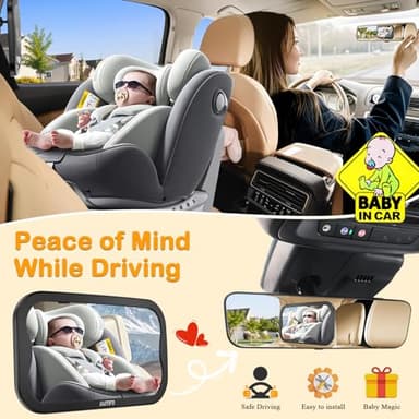 AMTIFO Shatterproof Baby Car Mirror - 360° Adjustable Rearview Mirror for Rear-Facing Car Seats, Clear Wide-Angle View, Easy Tool-Free Installation,Child Safety & Peace of Mind - Image 2