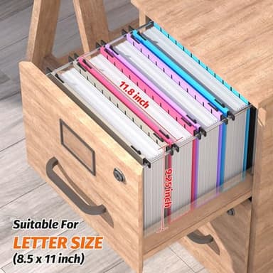 Shutex Extra Capacity Plastic Hanging File Folder,12 Pack Reinforced Hang Folders Letter Size,Heavy Duty 2 Inch Expansion,Filing Cabinet Folders,for Bulk Files, Medical Charts,Assorted Colors - Image 3