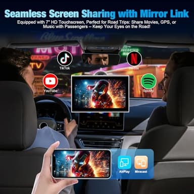 7" Portable Wireless CarPlay Screen for Car – Apple CarPlay & Android Auto, HD Touch Screen Car Stereo, Bluetooth, GPS Navigation, Voice Control, Plug-and-Play with FM/AUX/Mirror Link (Silver) - Image 4