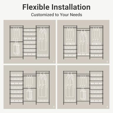 VIPEK S3 Heavy Duty Garment Rack Freestanding Clothes Rack Closet Storage Organizer Large Wardrobe with 6-Tier Shoe Rack, Hanging Rod, Adjustable Shelf, 68.9" L x 15.7" W x 76.4" H, Black - Image 4