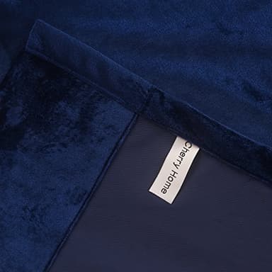Cherry Home Set of 2 Velvet Flannel Room Darkening Blackout Curtains Panels Drapes Grommet 52 Wide by 108 Long Navy Royal Blue for Living Room - Image 8